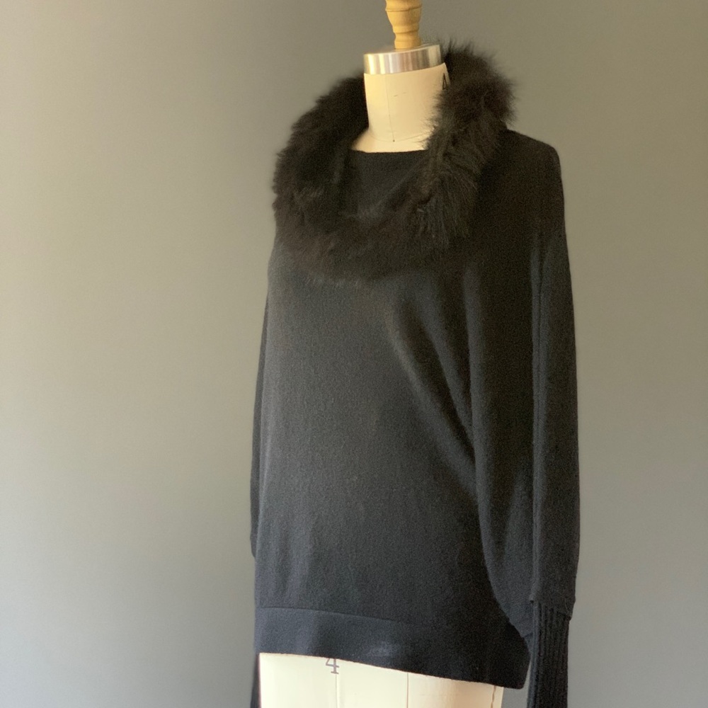 Sofia Cashmere fur collar cashmere sweater